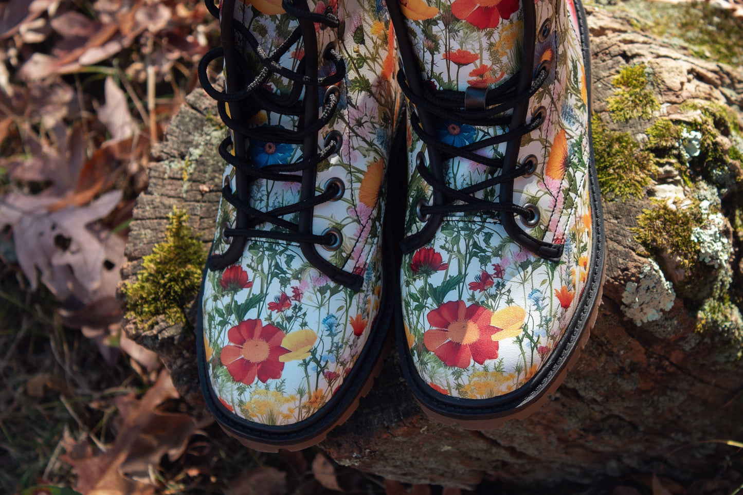 Ready To Ship- Bright Meadow Combat Boots- 6.5 Women's Available