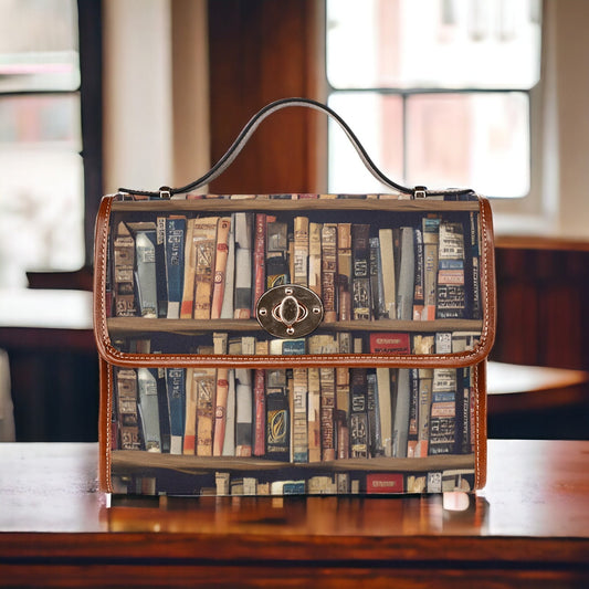 Bookish satchel bag with literary inspired design
