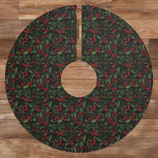 Dark Cottagecore Holly Berry Witchy Cottage Witch Forest Wicca Tree Skirt Mystical Christmas Tree Skirt Cute Pagan Christmas Decor