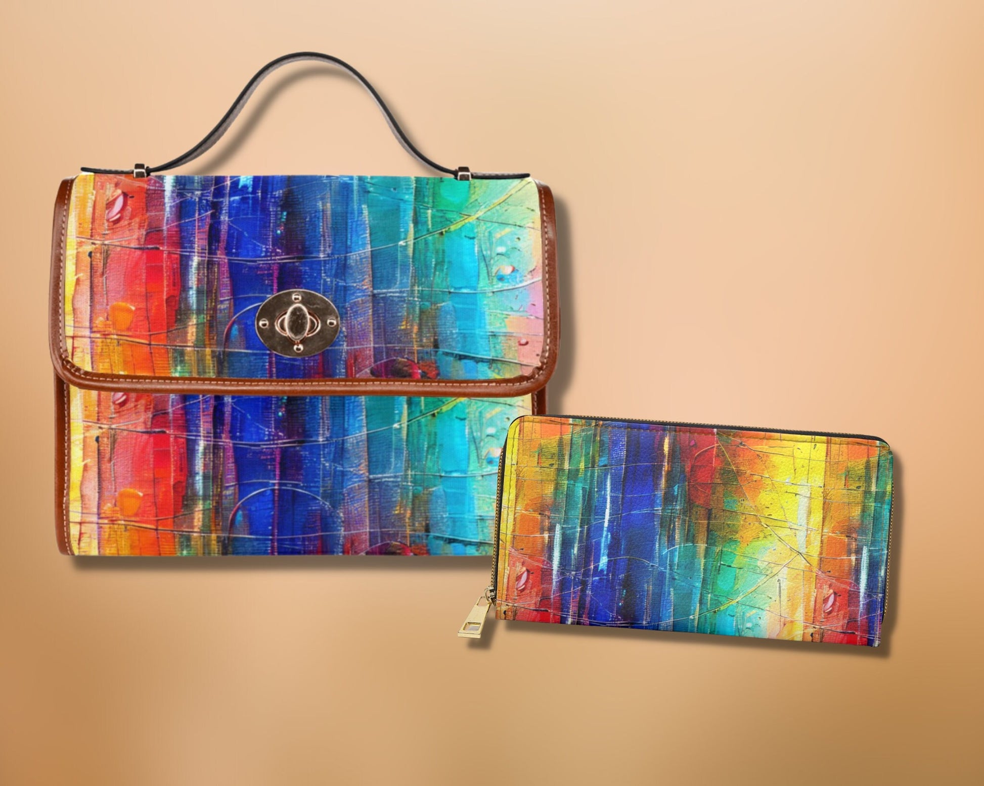 Colorful Vegan Wallet Faux Leather Zipper Wallet Rainbow Travel Wallet Gift For Makeup Artist Maximalist Cute Wallet Zip Around Wallet