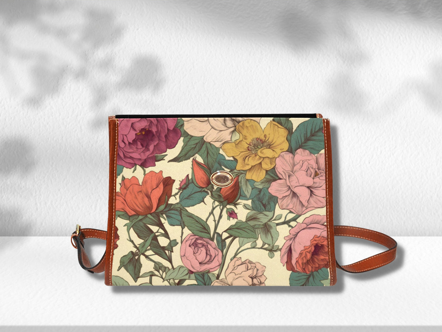Retro Floral Satchel Bag Gift Cute Women Cross Body Purse Toiletry Bag Women Floral Makeup Bag Cottagecore Purse Farmers Market Bag