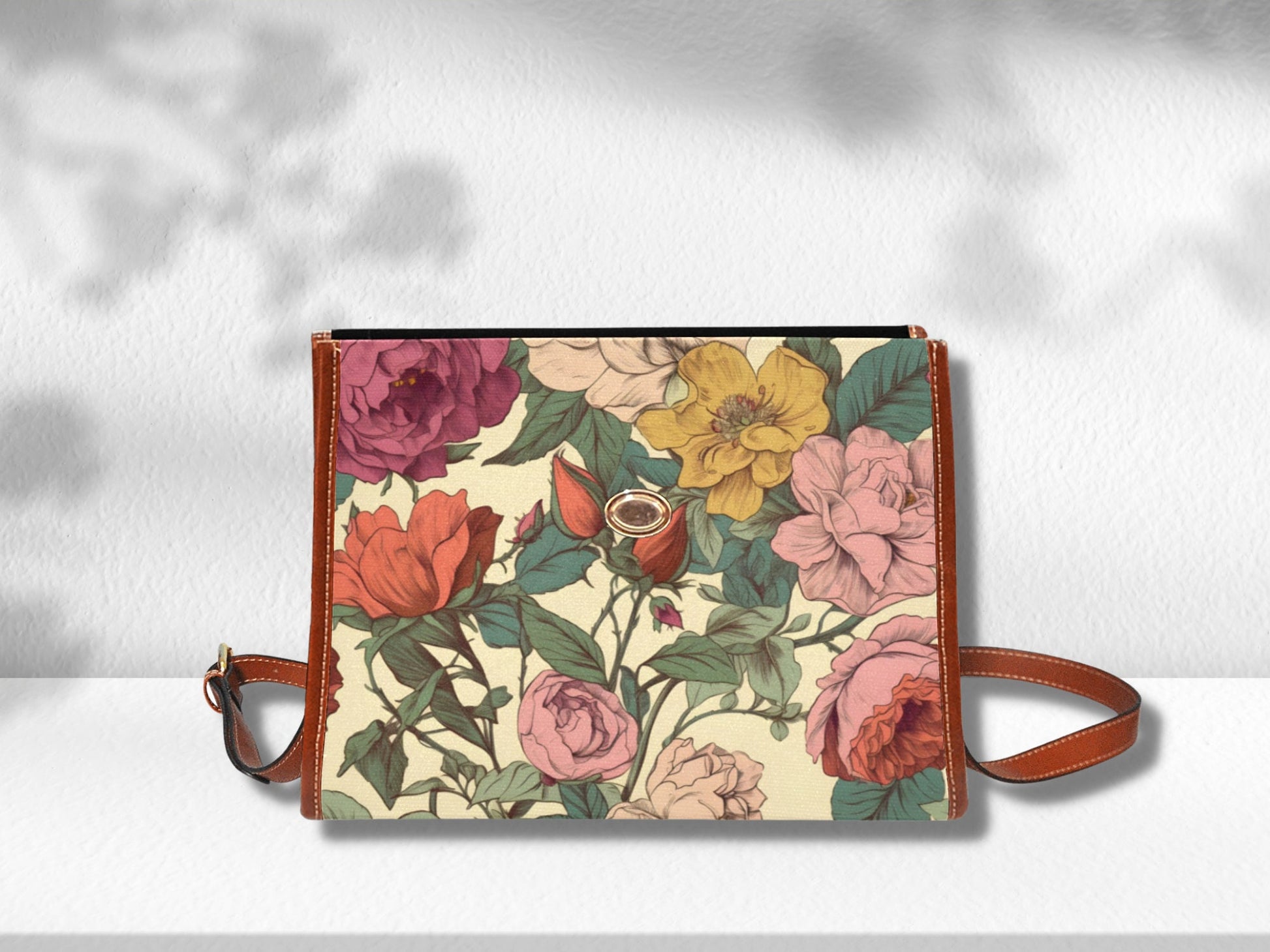 Retro Floral Satchel Bag Gift Cute Women Cross Body Purse Toiletry Bag Women Floral Makeup Bag Cottagecore Purse Farmers Market Bag