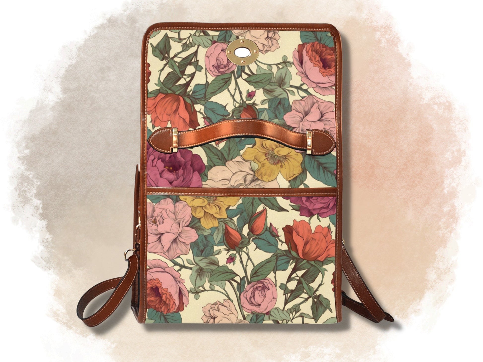 Retro Floral Satchel Bag Gift Cute Women Cross Body Purse Toiletry Bag Women Floral Makeup Bag Cottagecore Purse Farmers Market Bag