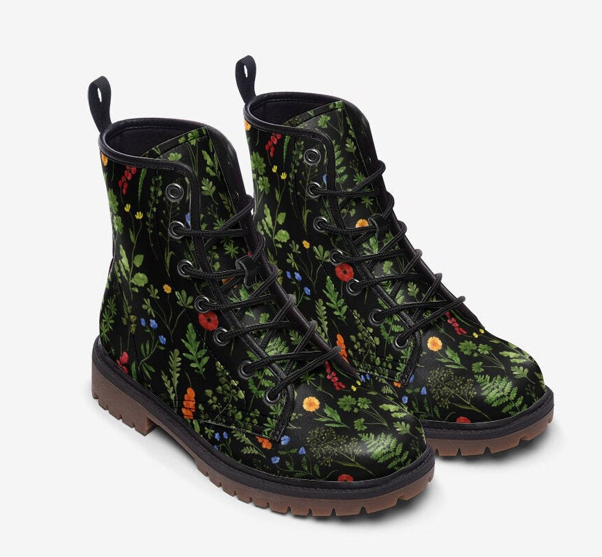 Dark Wildflowers Combat Boots