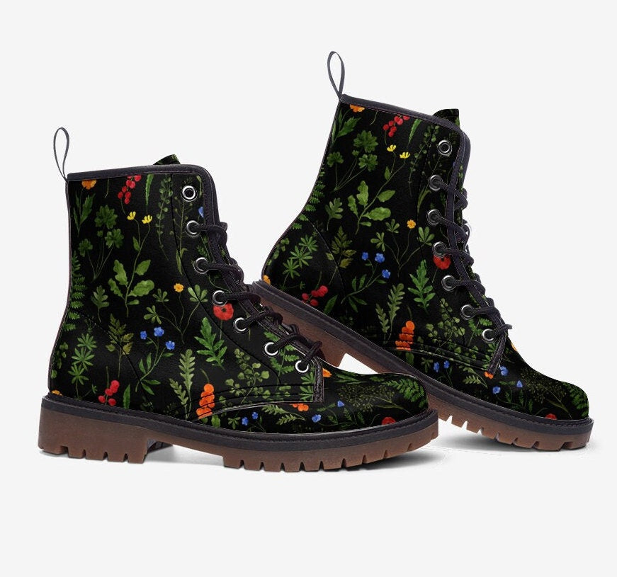 Dark Wildflowers Combat Boots