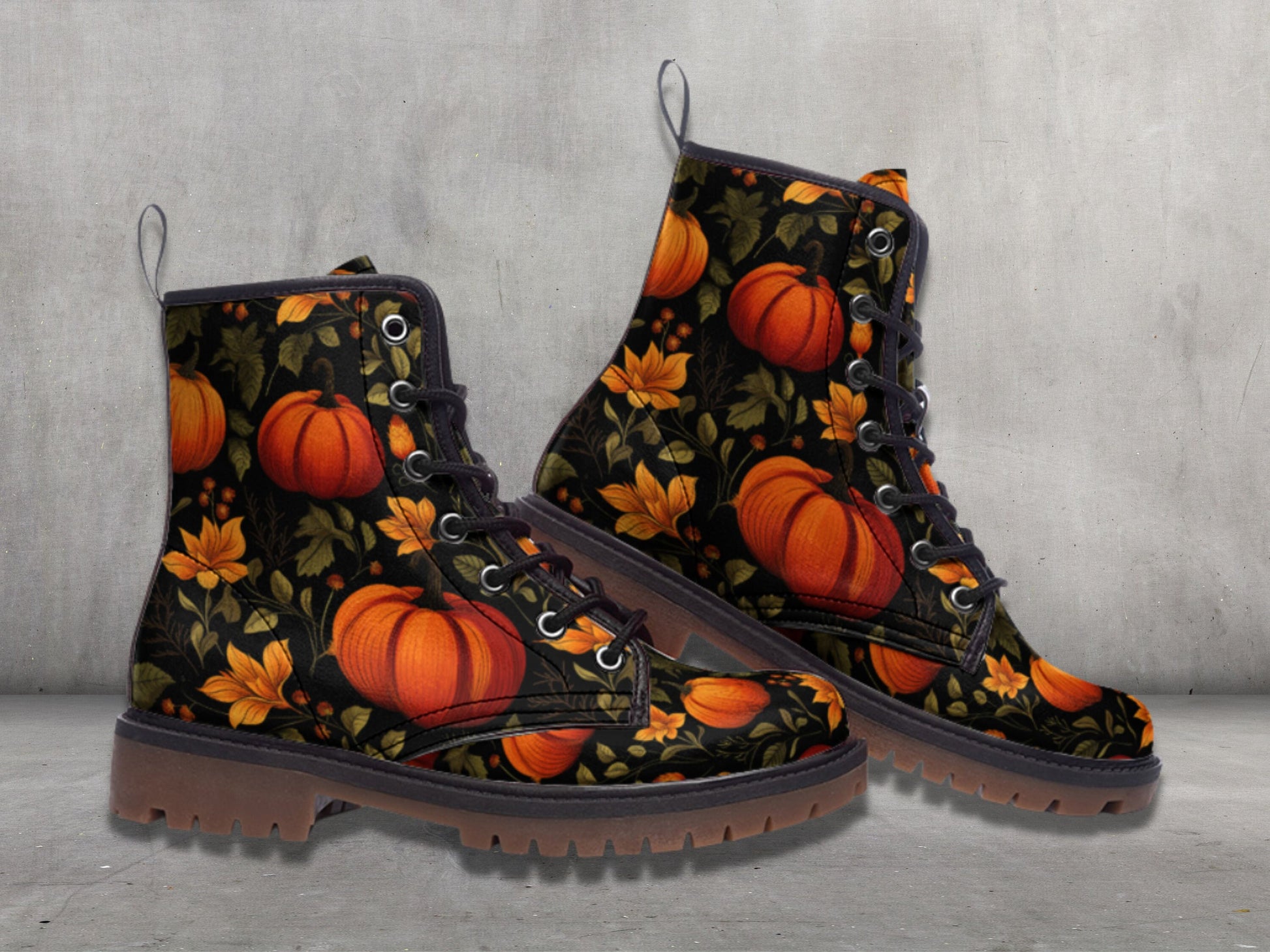 Fall Pumpkins Combat Boots