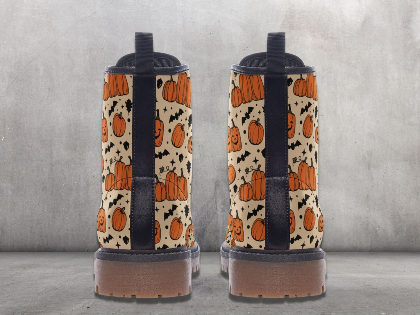 Beige Pumpkins Combat Boots