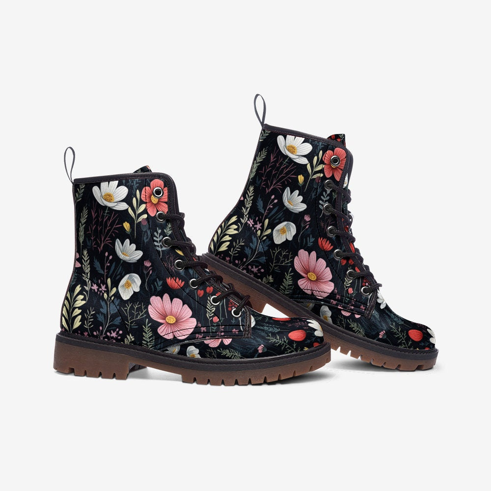 Dark Academia Wildflowers Combat Boots