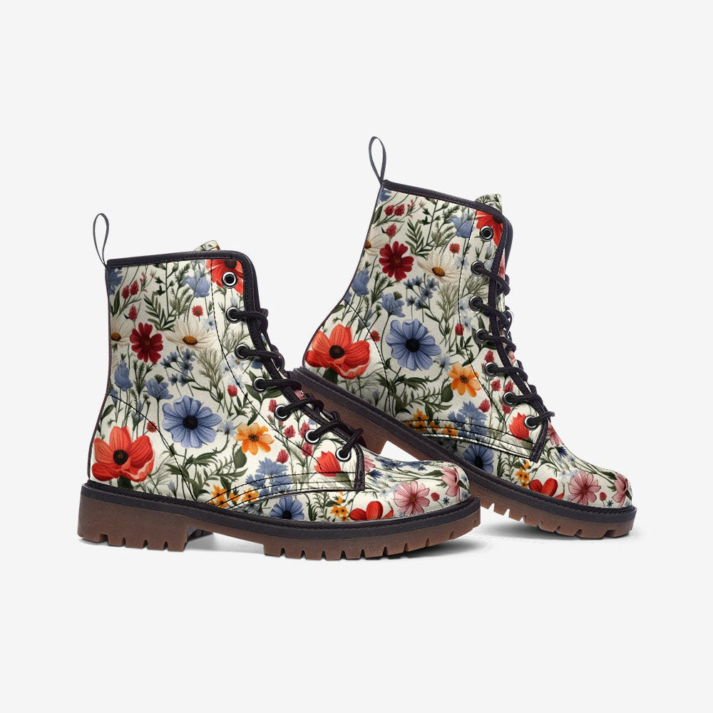 Light Wildflowers Combat Boots