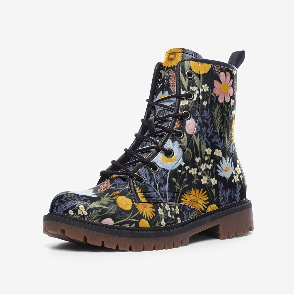 Bright Wildflowers Combat Boots