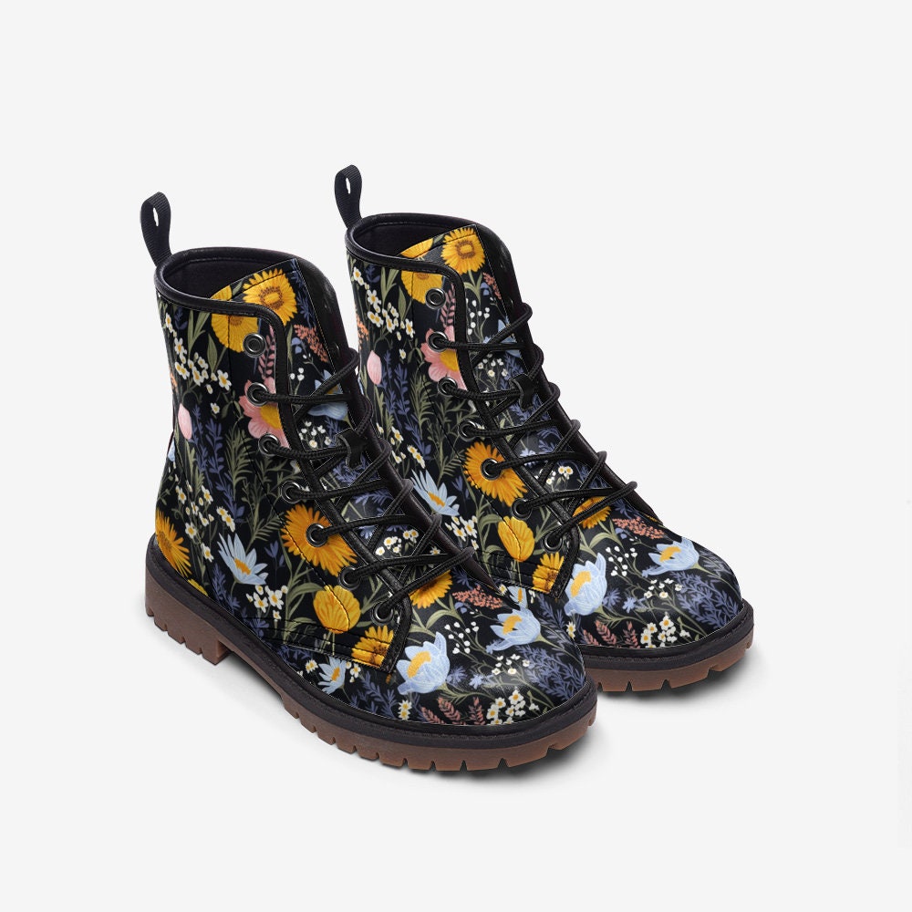 Bright Wildflowers Combat Boots