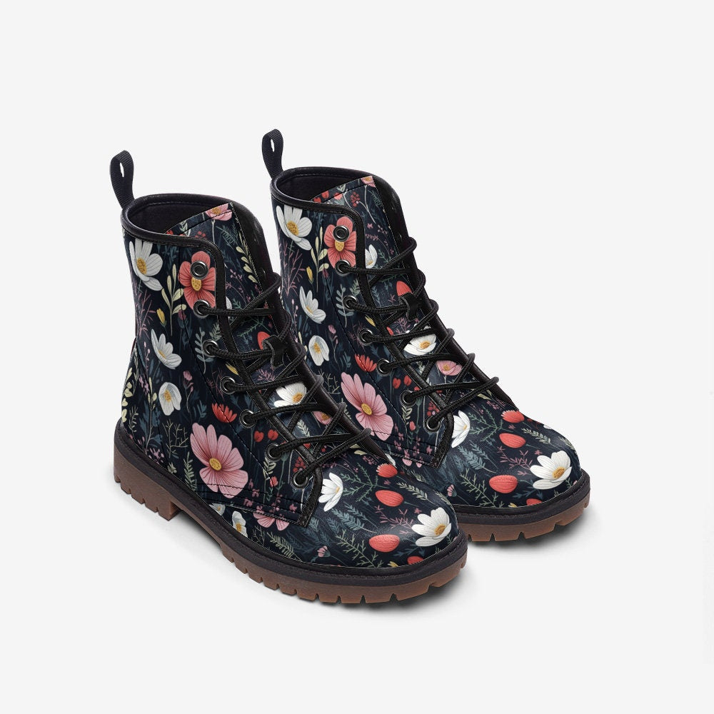 Dark Academia Wildflowers Combat Boots