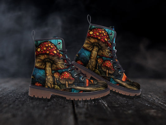 Trippy Mushroom Combat Boots