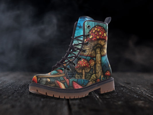 Trippy Mushroom Combat Boots