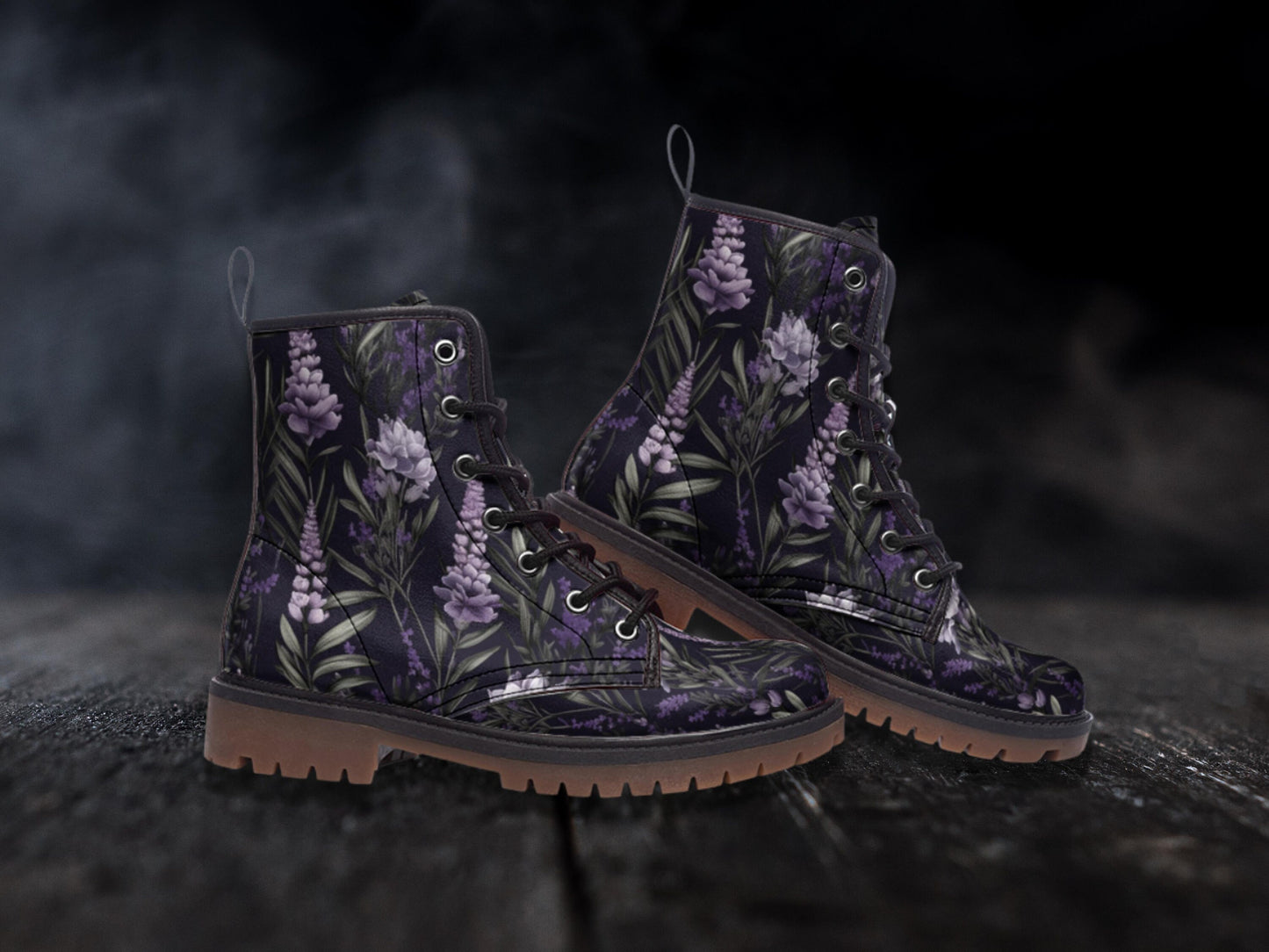 Combat Boots, Vegan Leather Combat Boots, Witchy Magic, Boots Boho, Witch Boots, Boho Festival Wear, Faux Leather Boot Forest Witch Lavender