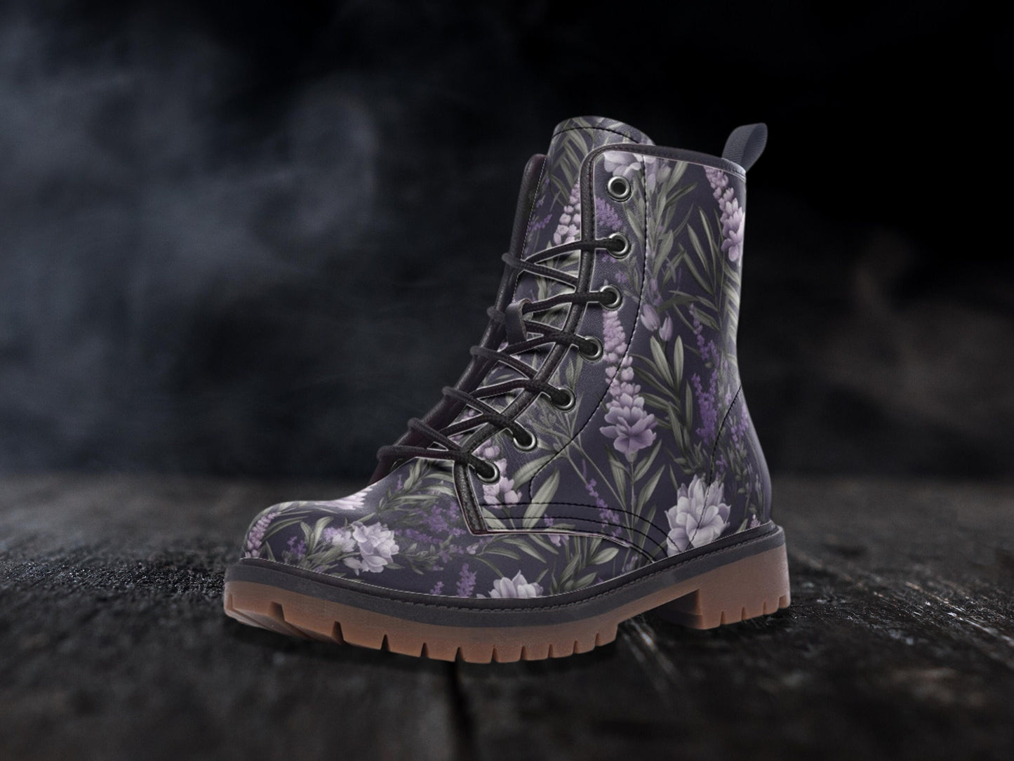 Combat Boots, Vegan Leather Combat Boots, Witchy Magic, Boots Boho, Witch Boots, Boho Festival Wear, Faux Leather Boot Forest Witch Lavender