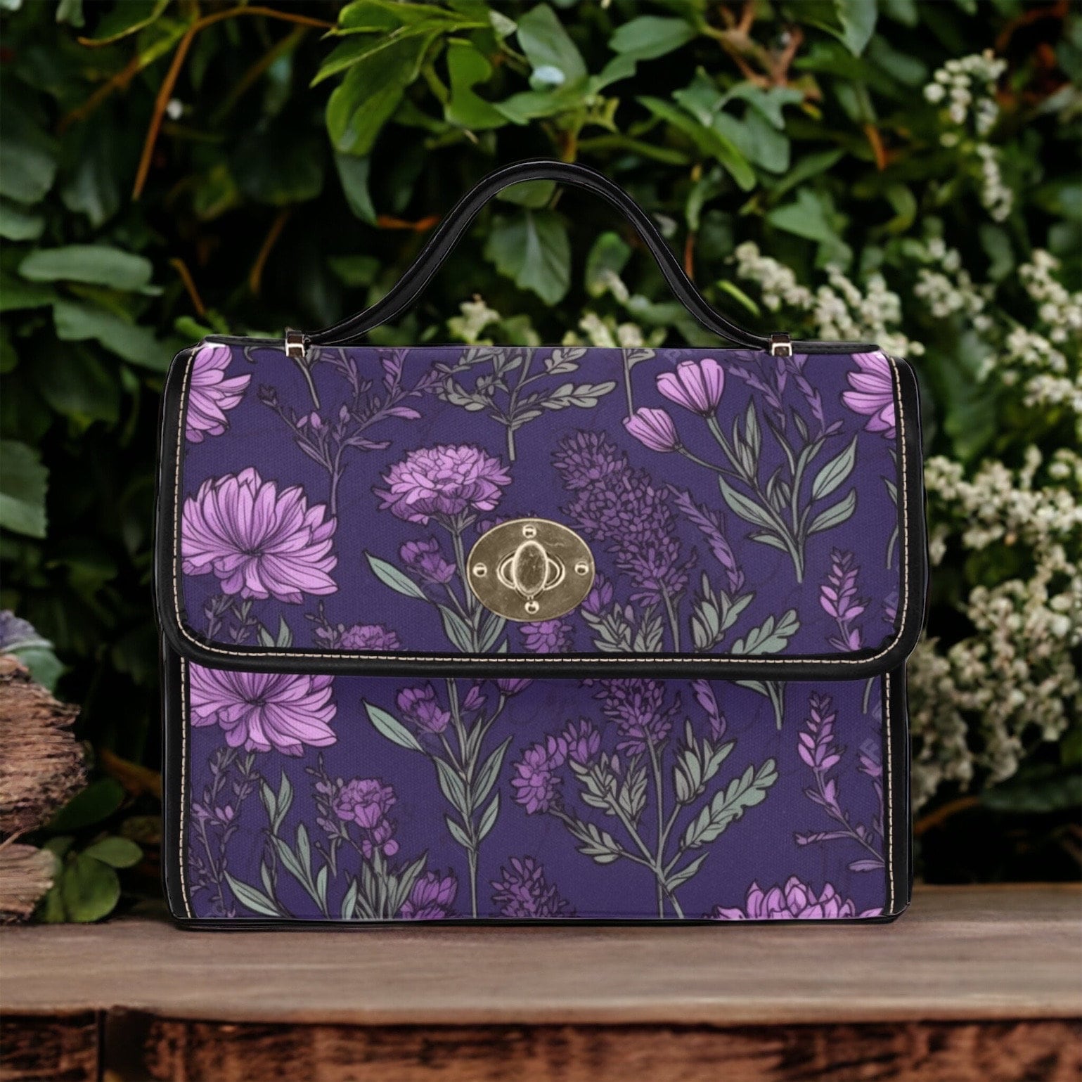 Purple Floral Satchel