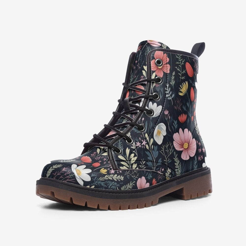 Dark Academia Wildflowers Combat Boots