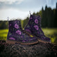 Purple Floral Combat Boots
