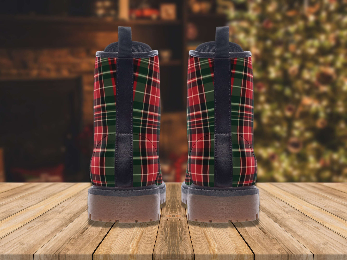 Christmas Tartan Plaid Combat Boots