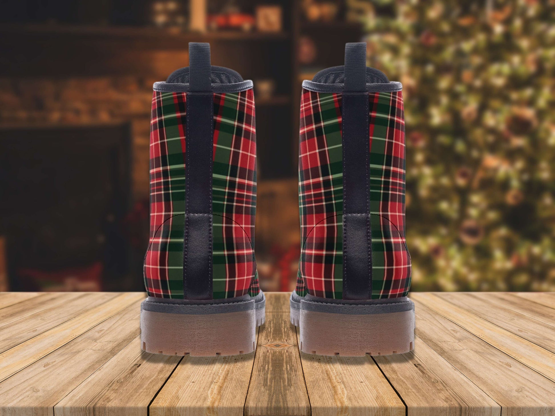 Christmas Tartan Plaid Combat Boots