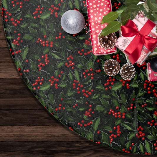 Dark Cottagecore Holly Berry Witchy Cottage Witch Forest Wicca Tree Skirt Mystical Christmas Tree Skirt Cute Pagan Christmas Decor