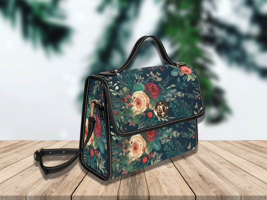 Vintage Christmas Floral Satchel