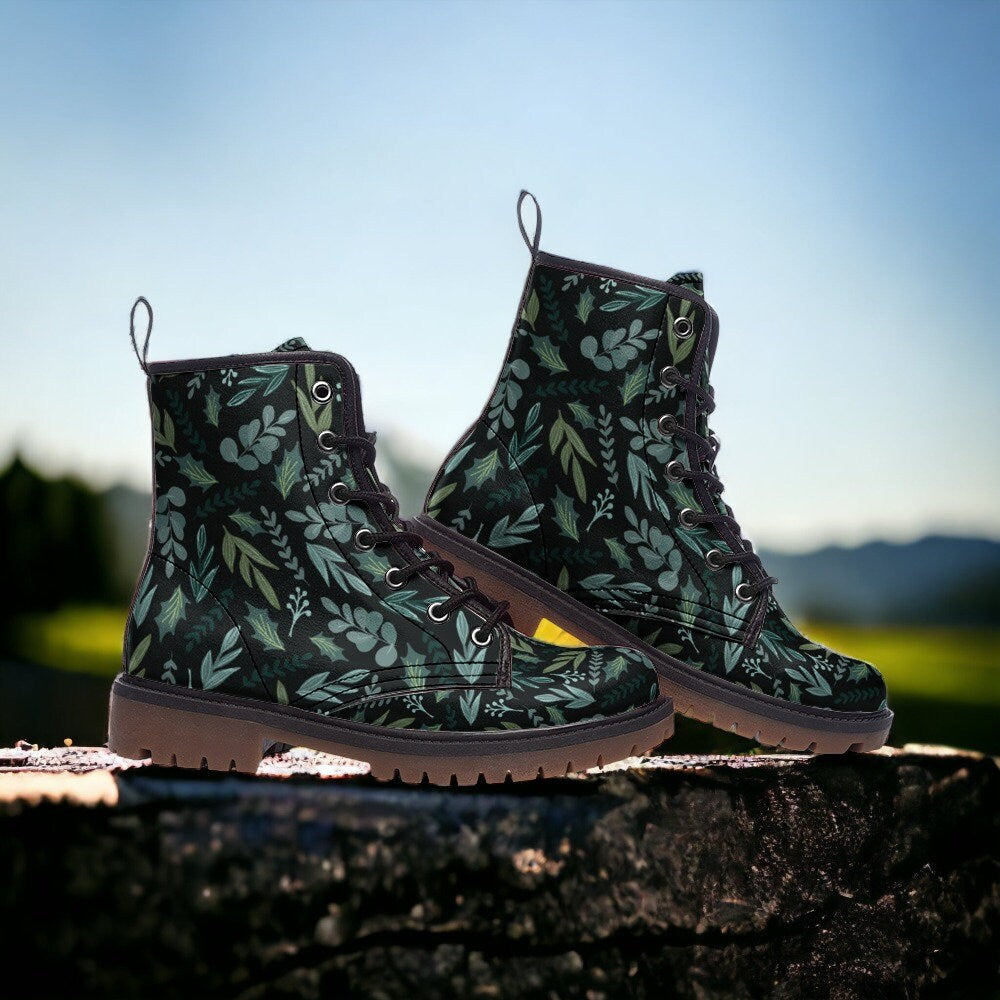 Leaves Combat Boots