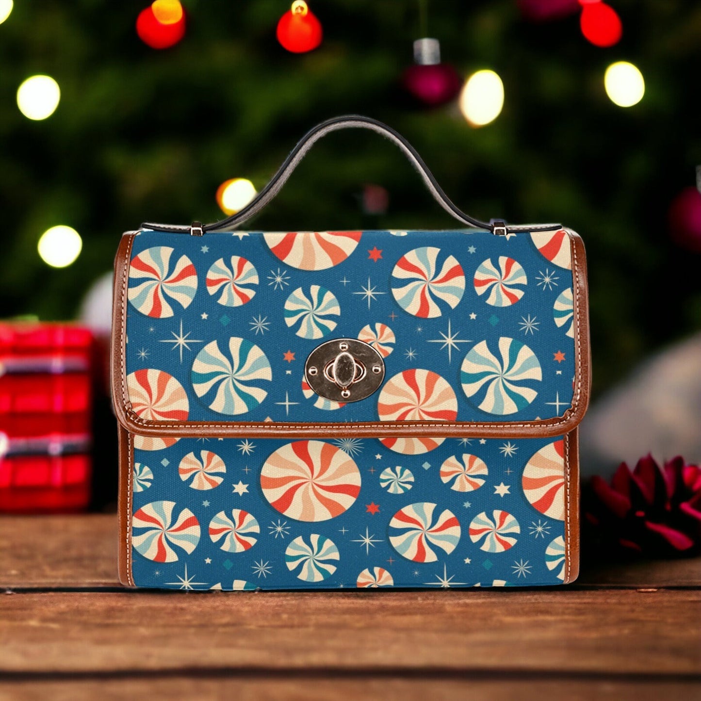 Canvas Crossbody Bag Mens Vintage Christmas Trees Purse Dark Academia Soft Leather Crossbody Bag Holiday Outfit Accessory