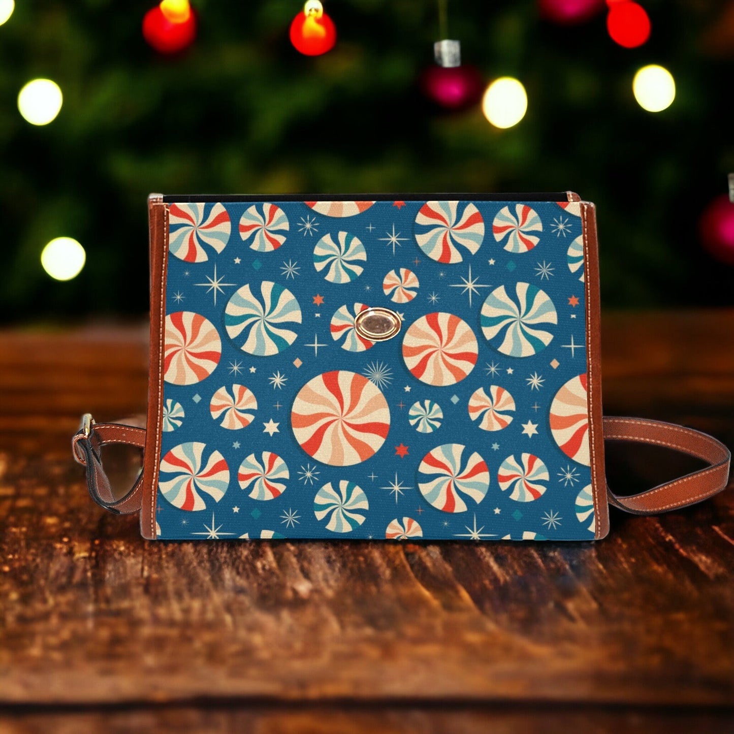 Canvas Crossbody Bag Mens Vintage Christmas Trees Purse Dark Academia Soft Leather Crossbody Bag Holiday Outfit Accessory