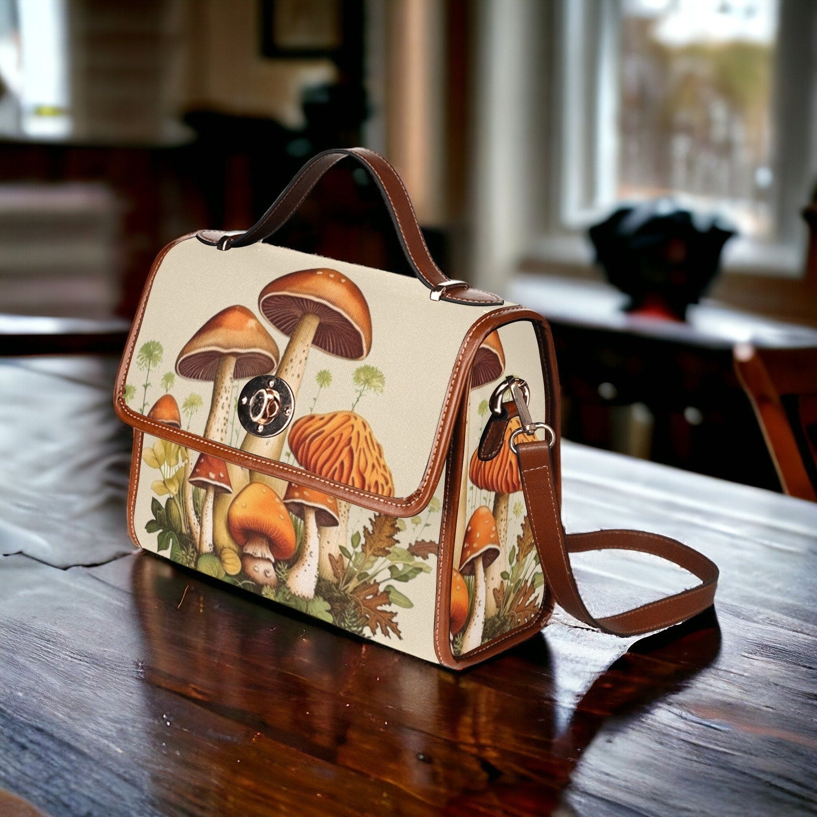 Canvas Crossbody Bag, Purse Goblincore, Crossbody Dark Cottagecor,e Hand Bag, Gift for Witchy Lovers, Mens Crossbody Bag, Enchanted Forest