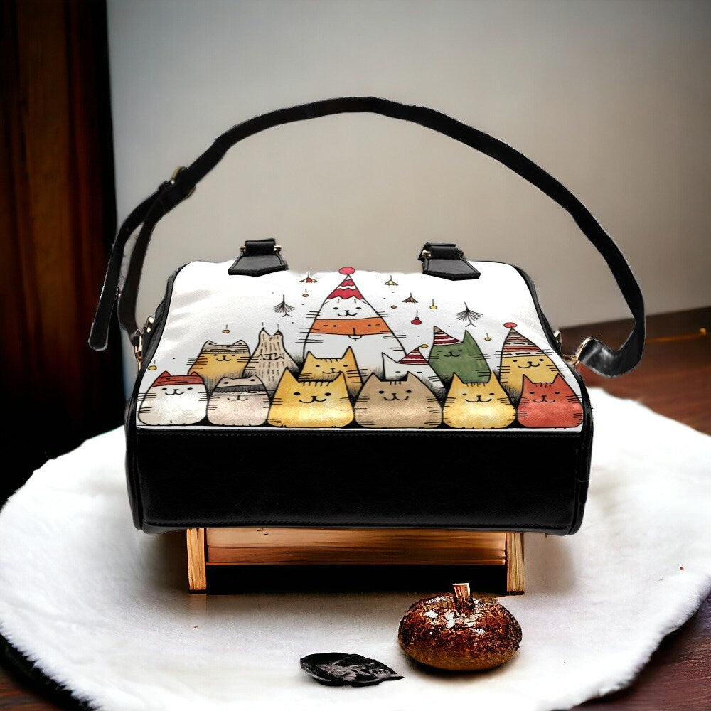 Cat Bag, Novelty Purse, Christmas Tree Bag, Vegan Leather Purse, Vintage Christmas Decorations, 1950s, Vintage Style Christmas, Cat Gifts