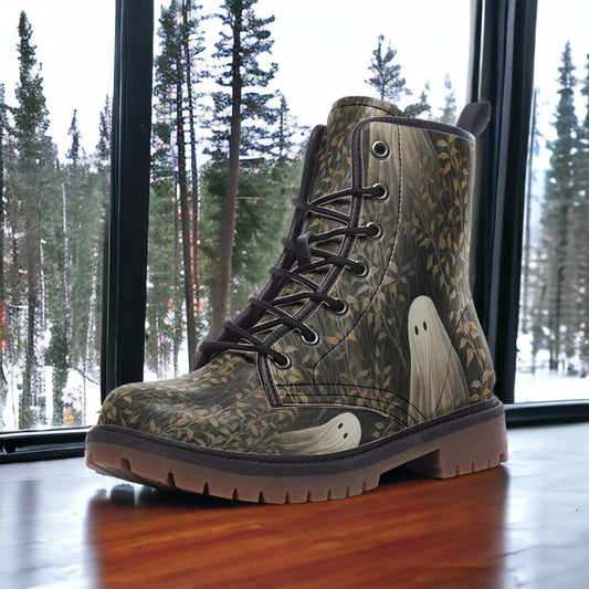 Cottagecore Shoes Goth Shoes Black Vegan Leather Boots Combat Boho Boots Wildflower Autumn Fall Aesthetic Halloween Cute Shoes Womens Shoe