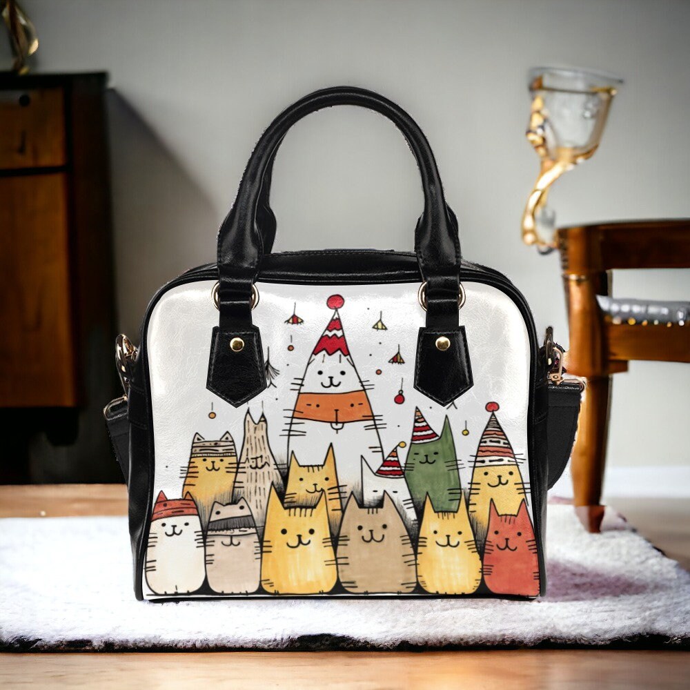 Cat Bag, Novelty Purse, Christmas Tree Bag, Vegan Leather Purse, Vintage Christmas Decorations, 1950s, Vintage Style Christmas, Cat Gifts