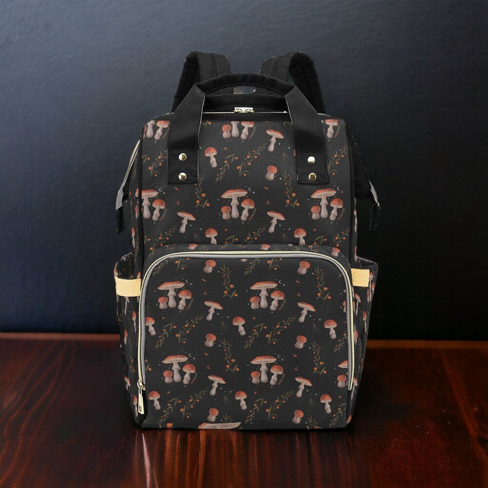 Mushrooms Canvas Backpack, Fairy Grunge, Baby Backpack, Gothic Diaper Bag, Baby Diaper Bag, Aesthetic Backpack, Laptop Backpack, Men's