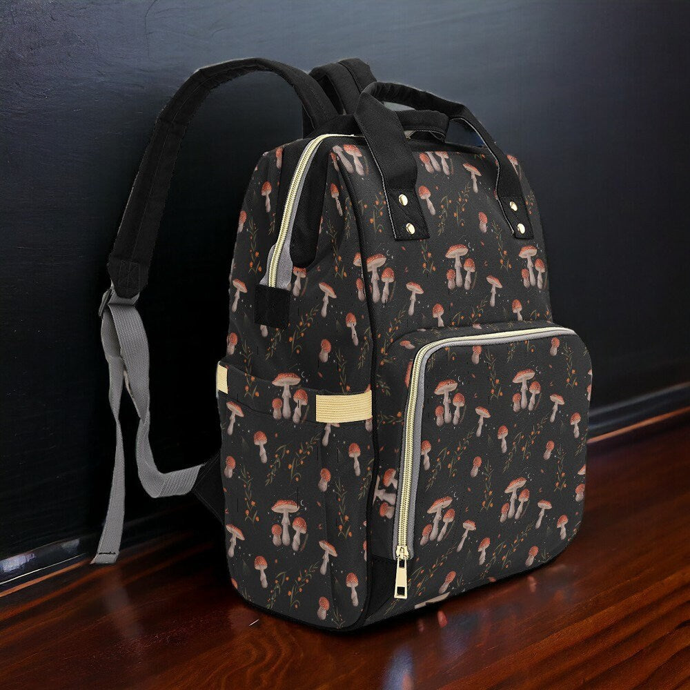 Mushrooms Canvas Backpack, Fairy Grunge, Baby Backpack, Gothic Diaper Bag, Baby Diaper Bag, Aesthetic Backpack, Laptop Backpack, Men's
