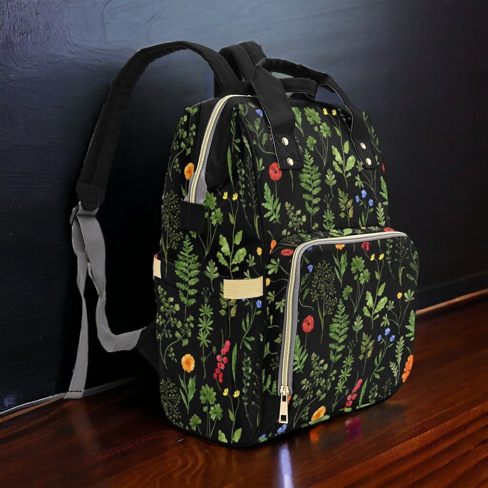 Botanical Canvas Backpack, Fairy Grunge, Baby Backpack, Gothic Diaper Bag, Baby Diaper Bag, Aesthetic Backpack, Laptop Backpack, Men's