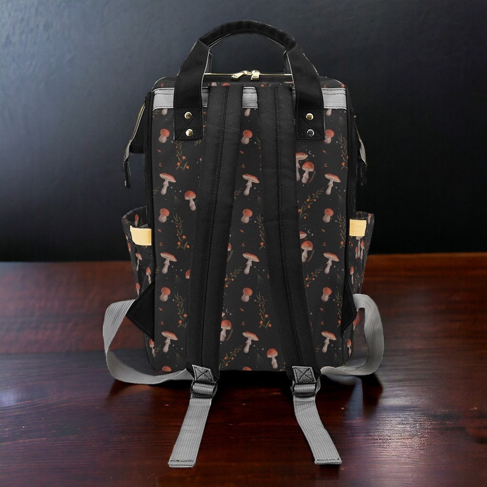 Mushrooms Canvas Backpack, Fairy Grunge, Baby Backpack, Gothic Diaper Bag, Baby Diaper Bag, Aesthetic Backpack, Laptop Backpack, Men's