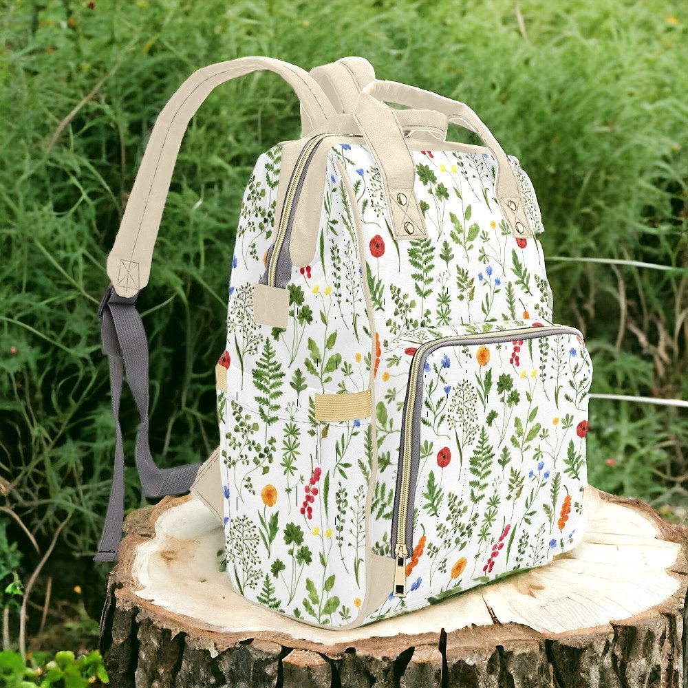 Wildflowers Canvas Backpack, Fairy Grunge, Baby Backpack, Gothic Diaper Bag, Baby Diaper Bag, Aesthetic Backpack, Laptop Backpack, Men's
