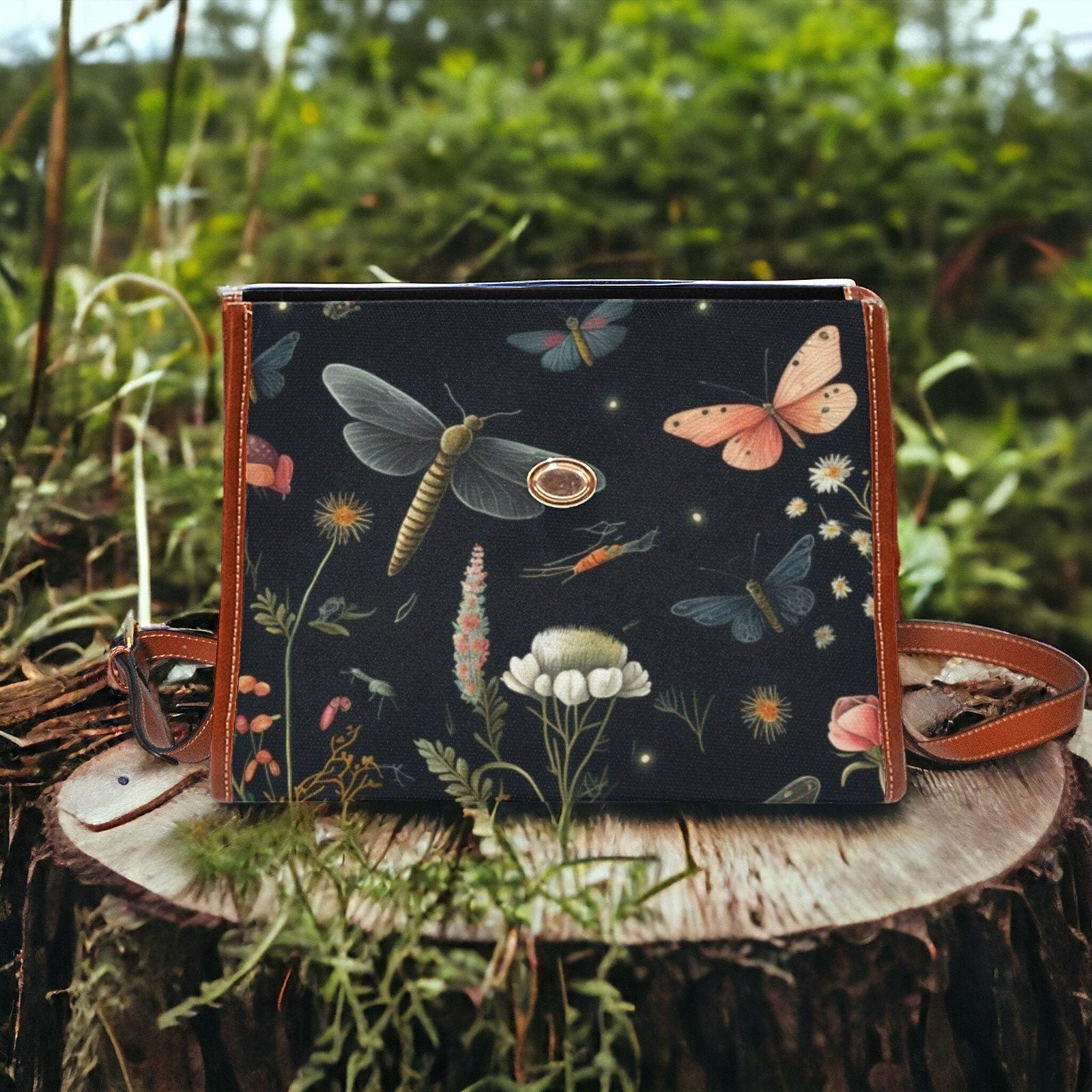 Moth Dark Floral Satchel