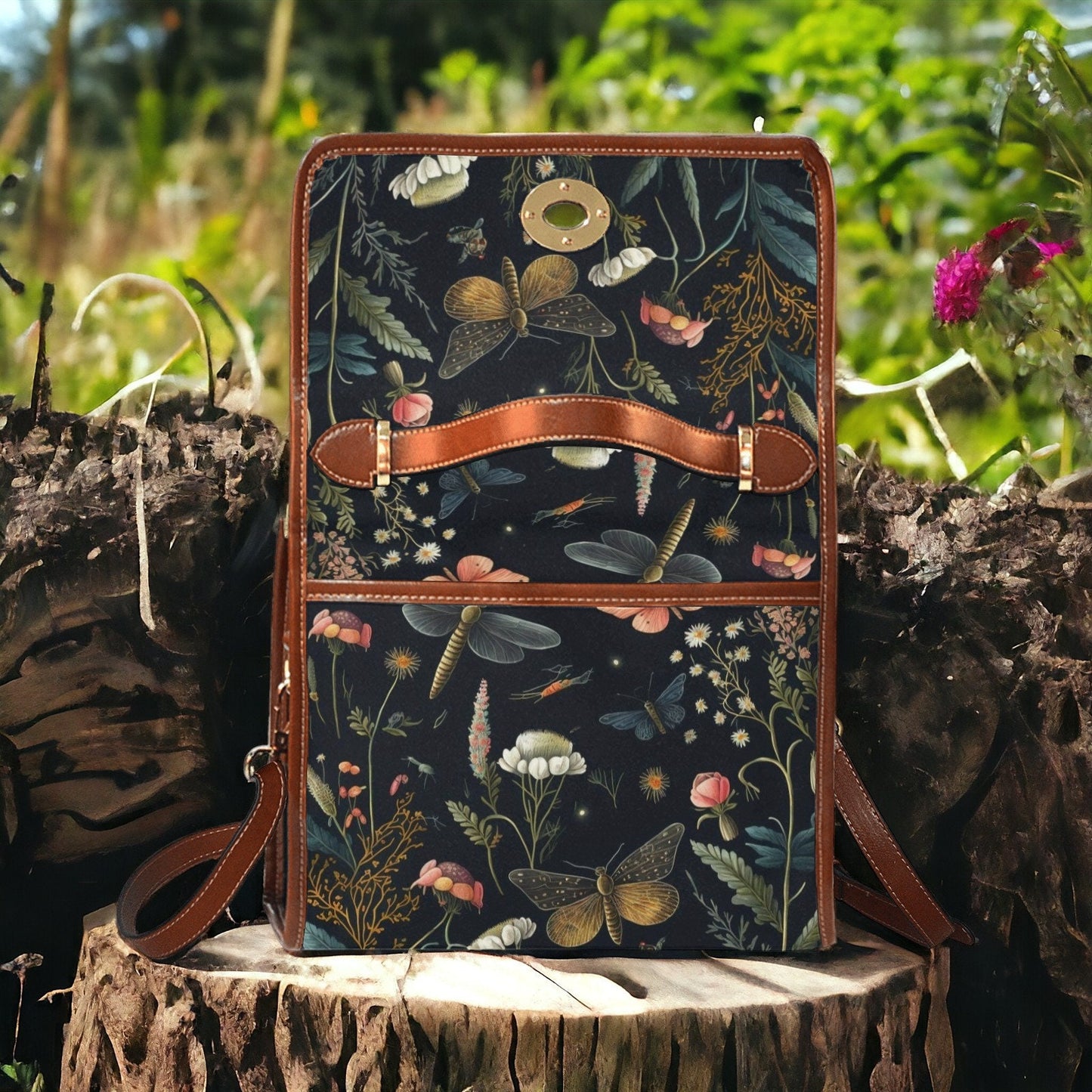 Moth Dark Floral Satchel