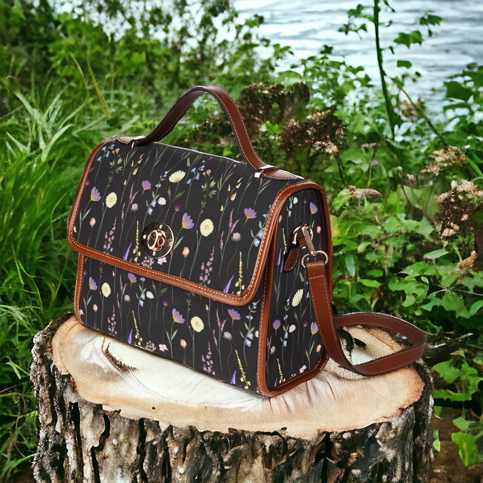 Purple Wildflowers Satchel