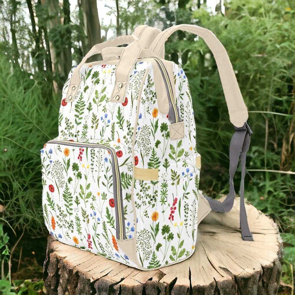 Wildflowers Canvas Backpack, Fairy Grunge, Baby Backpack, Gothic Diaper Bag, Baby Diaper Bag, Aesthetic Backpack, Laptop Backpack, Men's