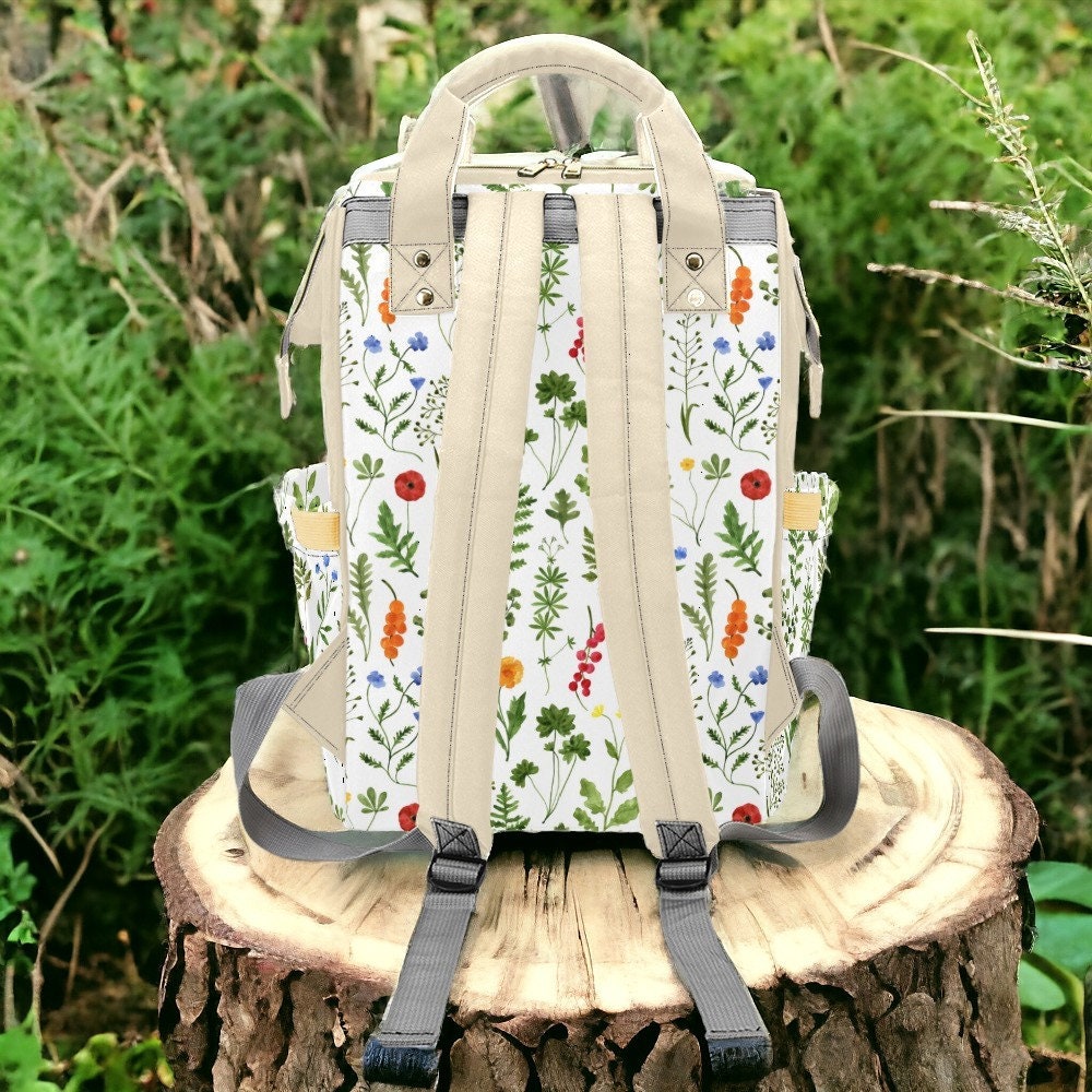 Wildflowers Canvas Backpack, Fairy Grunge, Baby Backpack, Gothic Diaper Bag, Baby Diaper Bag, Aesthetic Backpack, Laptop Backpack, Men's