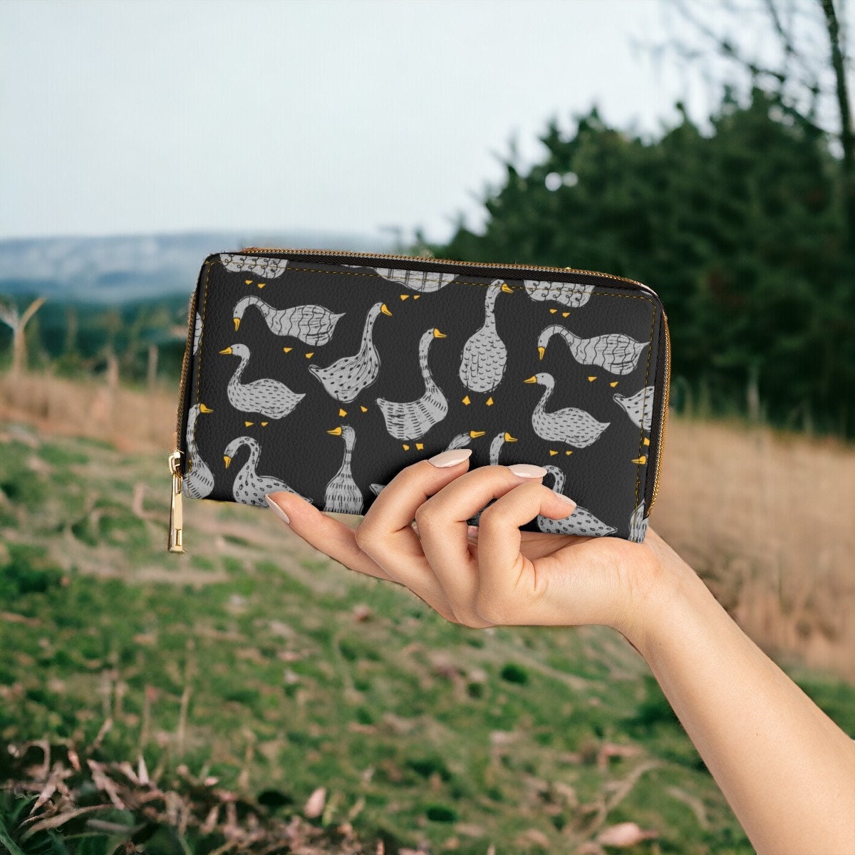 Silly Goose, Slim Wallet, Vegan Gifts For Her, Vegan Leather Credit Card Wallet, Slim Leather Wallet, Women Cute Boho Wallet, Travel Wallet