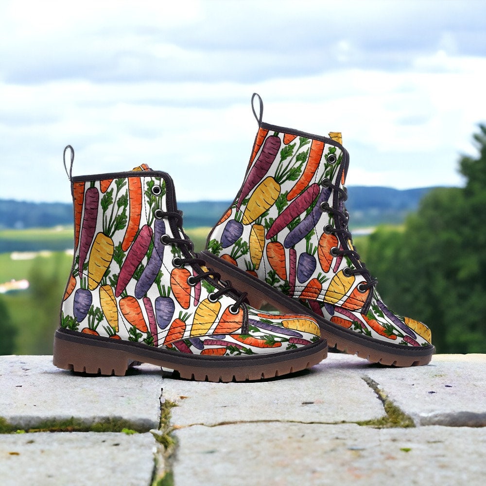 Combat Boots, Mens Leather Boots, Novelty Shoes, Gift for Vegan, Rainbow Lover, Women's Platform, Boots Women, Easter Egg Hunt Outfit