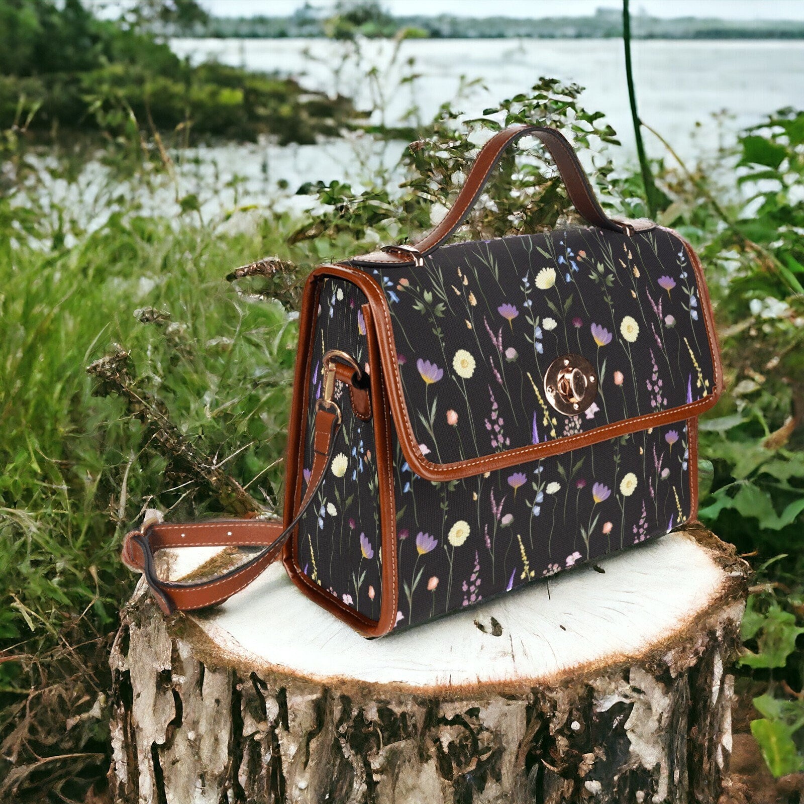 Purple Wildflowers Satchel