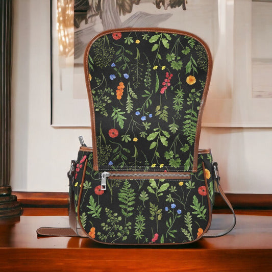 Dark Wildflowers Saddle Bag