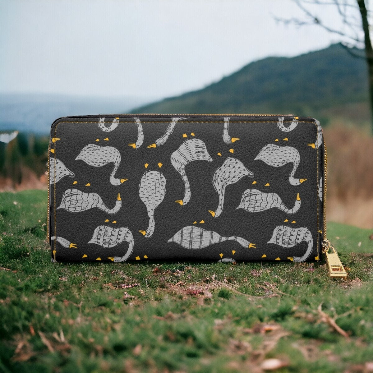 Silly Goose, Slim Wallet, Vegan Gifts For Her, Vegan Leather Credit Card Wallet, Slim Leather Wallet, Women Cute Boho Wallet, Travel Wallet