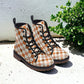 Checkered Combat Boots, Combat Boots, Mens Leather Boots, Goblincore, Gift for Neutral Lover, Women's Platform, Cottagecore Trendy Aesthetic
